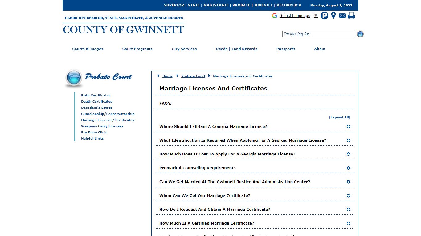 Gwinnett County Courts - Probate Court - Marriage Licenses ...